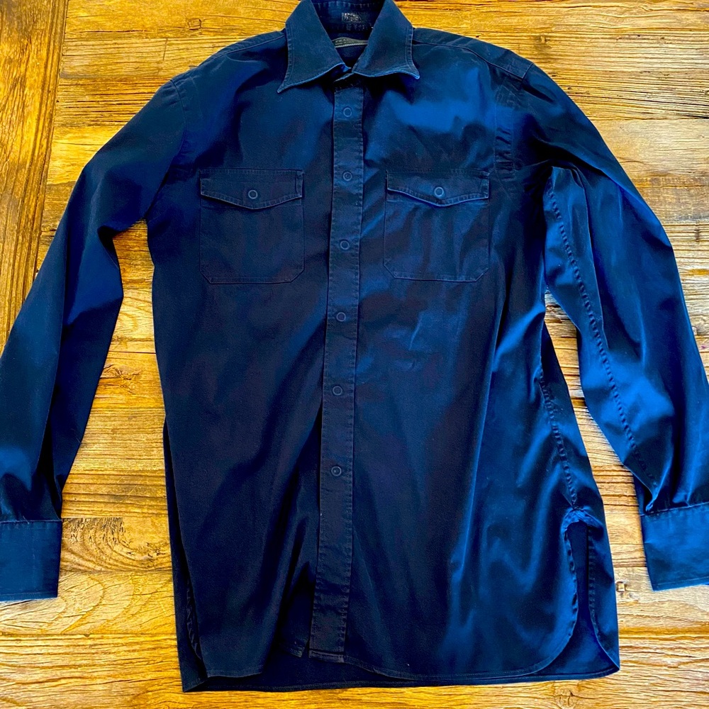 Prada Men Shirt Size 15 1/2 Navy Blue